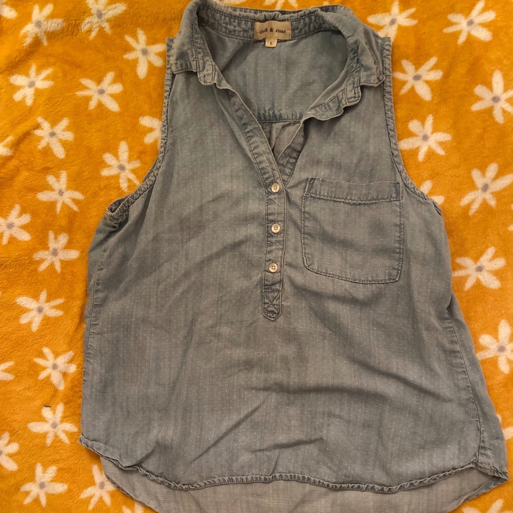 Denim Style Polka Dot Tank Top